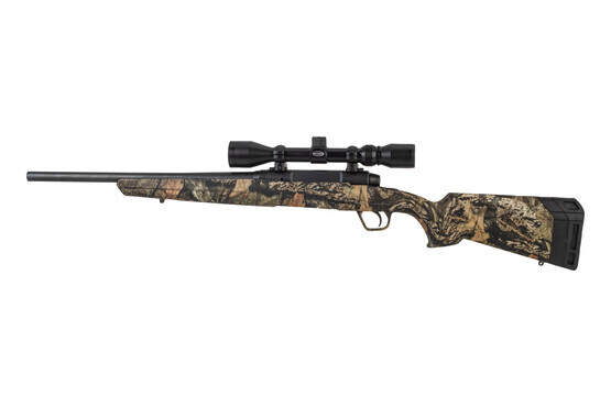 Savage Arms Bolt Action Rifle with mossy oak camo stock